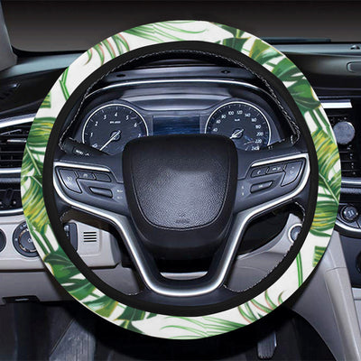 Green Pattern Tropical Palm Leaves Steering Wheel Cover with Elastic Edge