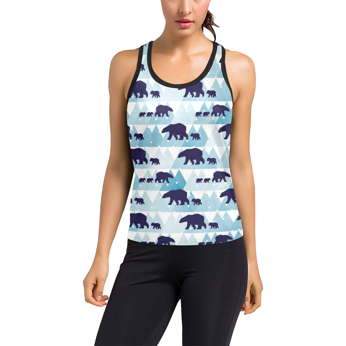 Bear Pattern Print Design BE01 Women's Racerback Tank Top