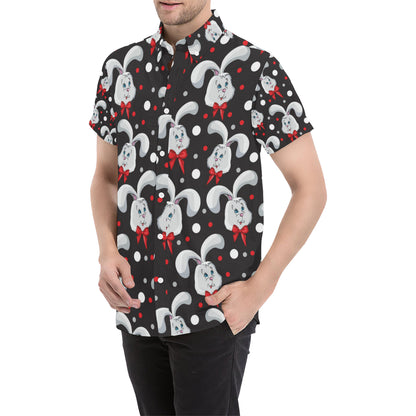Rabbit Pattern Print Design RB012 Men's Short Sleeve Button Up Shirt