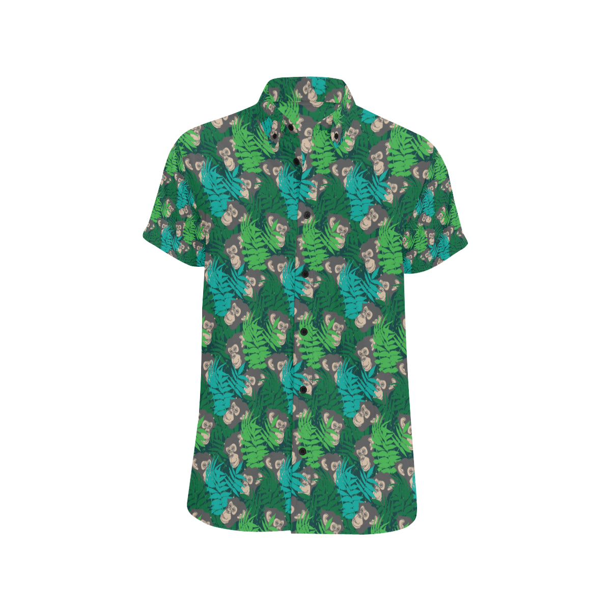 Chimpanzee Pattern Print Design 01 Men's Short Sleeve Button Up Shirt