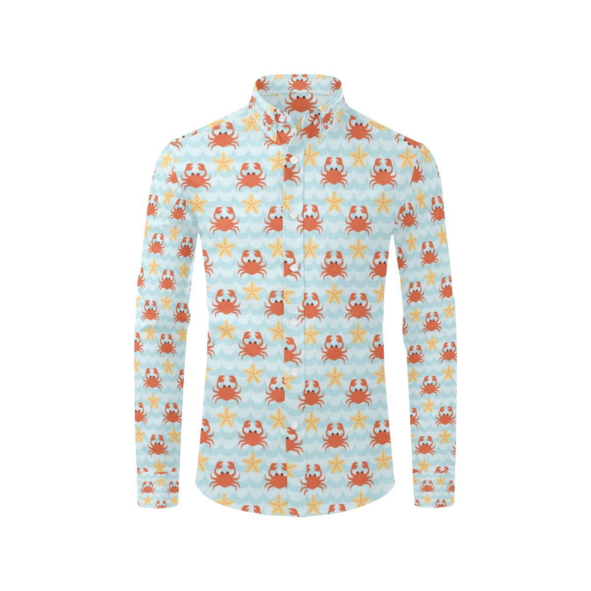Crab Pattern Print Design 03 Men's Long Sleeve Shirt