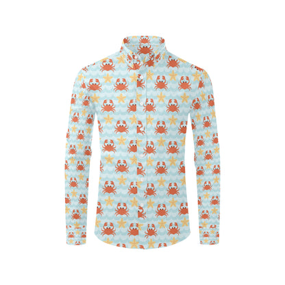 Crab Pattern Print Design 03 Men's Long Sleeve Shirt