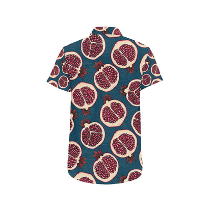 Pomegranate Pattern Print Design PG02 Men's Short Sleeve Button Up Shirt