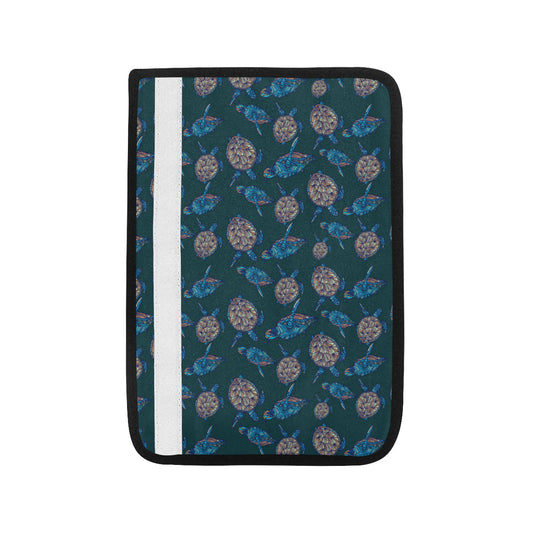 Sea Turtle Hand Drawn Blue Print Car Seat Belt Cover