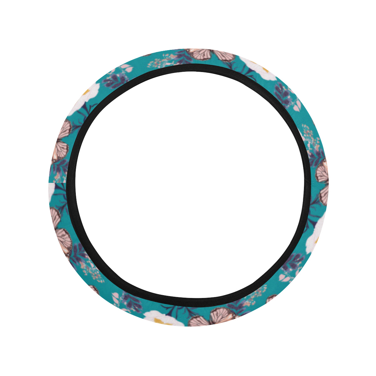 Butterfly Pattern Print Design 012 Steering Wheel Cover with Elastic Edge