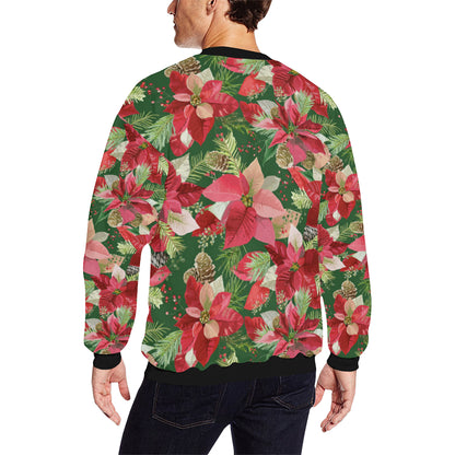 Poinsettia Pattern Print Design POT03 Men Long Sleeve Sweatshirt