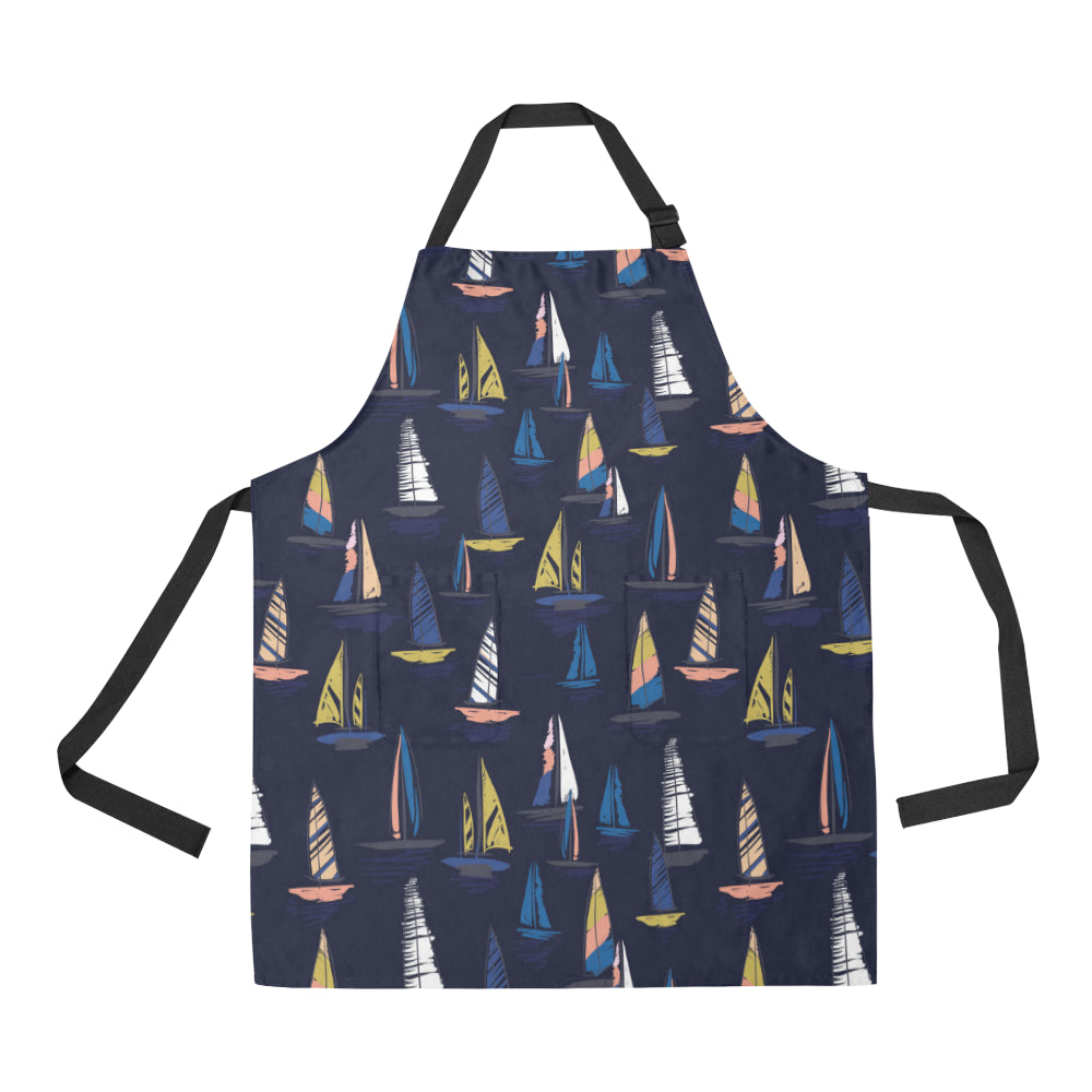Sailing Ships Pattern Print Design A03 Apron with Pocket