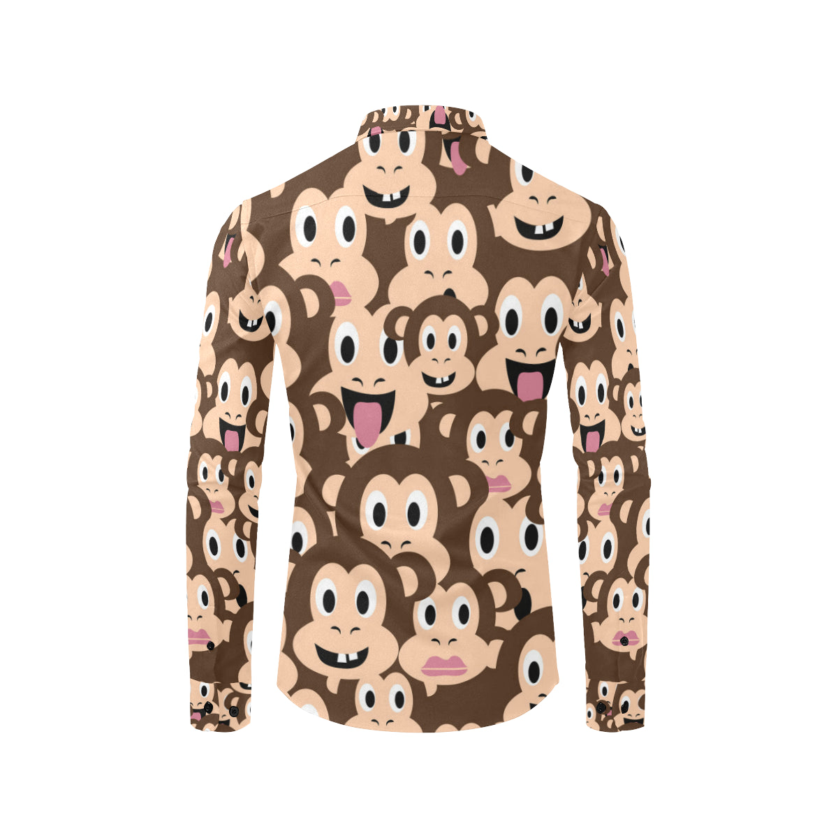 Emoji Monkey Print Pattern Men's Long Sleeve Shirt