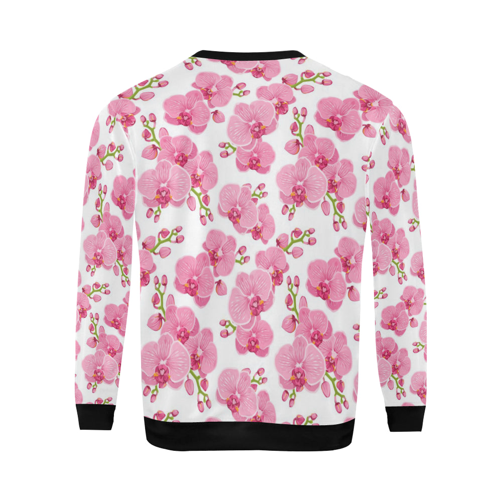 Orchid Pink Pattern Print Design OR07 Men Long Sleeve Sweatshirt