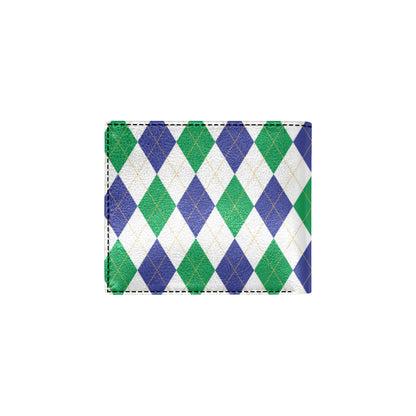 Argyle Green Blue Pattern Print Design 03 Men's ID Card Wallet
