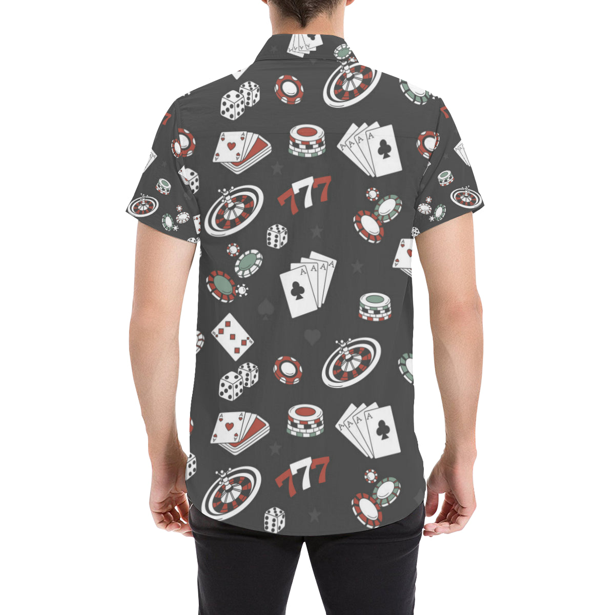 Casino Pattern Print Design 02 Men's Short Sleeve Button Up Shirt