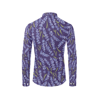 Lavender Pattern Print Design 03 Men's Long Sleeve Shirt