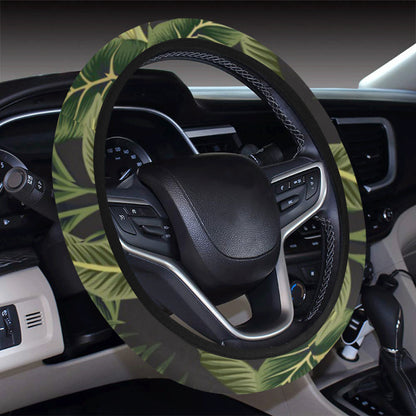 Banana Leaf Pattern Print Design BL04 Steering Wheel Cover with Elastic Edge