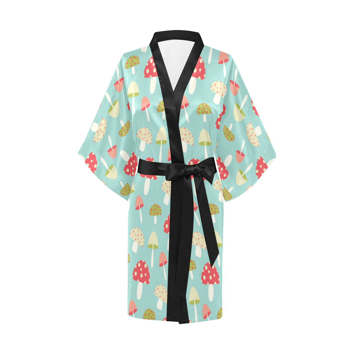 Mushroom Pattern Print Design A01 Women's Short Kimono