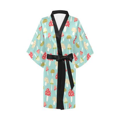 Mushroom Pattern Print Design A01 Women's Short Kimono