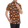 Basketball Black Background Pattern Men's Short Sleeve Button Up Shirt