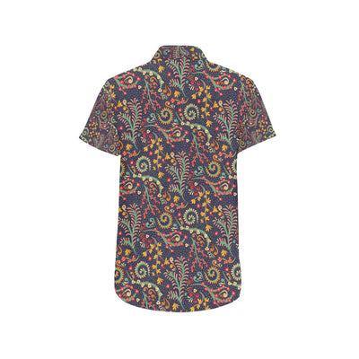 Bohemian Pattern Print Design 08 Men's Short Sleeve Button Up Shirt