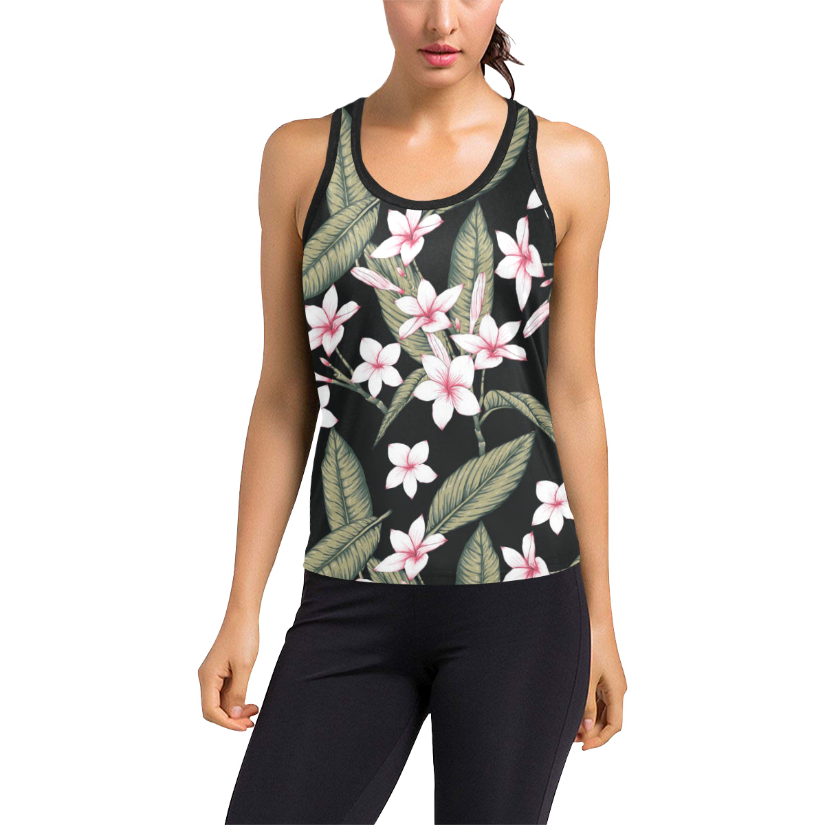 Plumeria Pattern Print Design PM021 Women's Racerback Tank Top