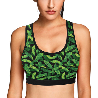 Banana Leaf Pattern Print Design 02 Sports Bra