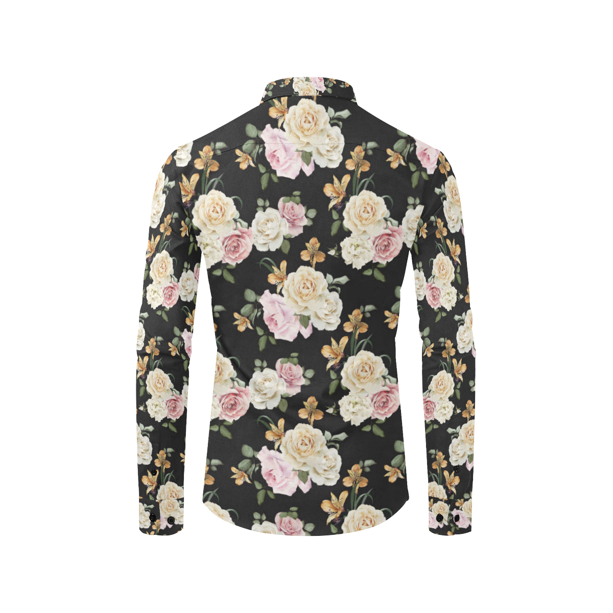 Rose Pattern Print Design A01 Men's Long Sleeve Shirt