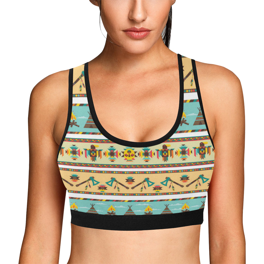 American indian Life Pattern Sports Bra