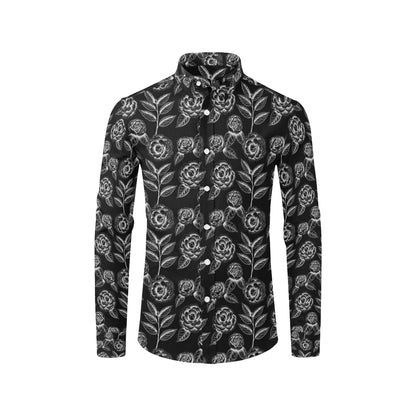 Camellia Pattern Print Design 02 Men's Long Sleeve Shirt