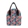 Red Hibiscus Pattern Print Design HB02 Insulated Lunch Bag