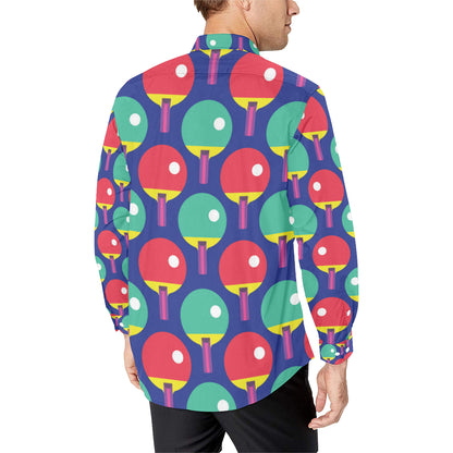 Ping Pong Pattern Print Design A03 Men's Long Sleeve Shirt