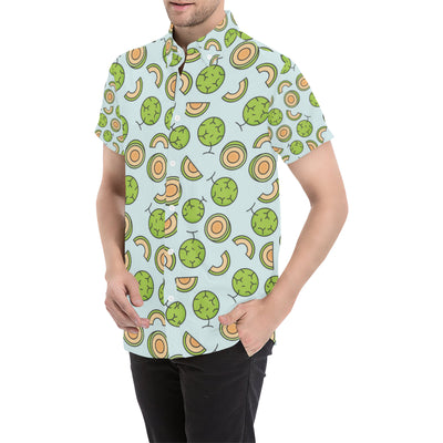 Cantaloupe Pattern Print Design 02 Men's Short Sleeve Button Up Shirt