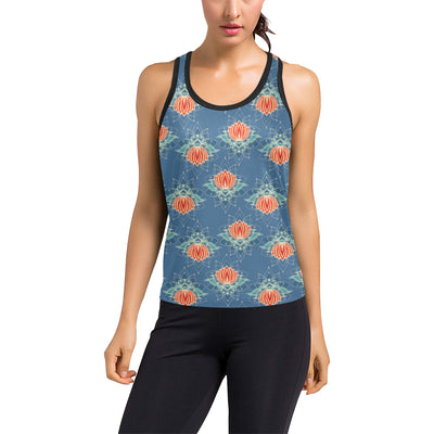 lotus Boho Pattern Print Design LO07 Women's Racerback Tank Top