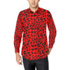 Leopard Red Skin Print Men's Long Sleeve Shirt