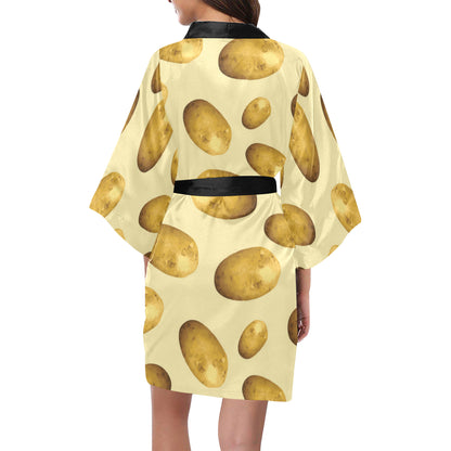 Potato Pattern Print Design A01 Women's Short Kimono