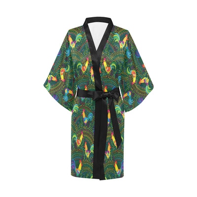 Rooster Pattern Print Design A01 Women's Short Kimono