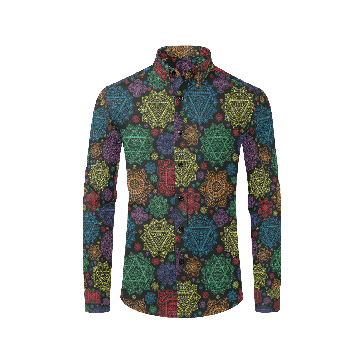 Chakra Mandala Print Pattern Men's Long Sleeve Shirt