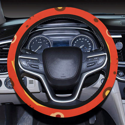 African Pattern Print Design 04 Steering Wheel Cover with Elastic Edge