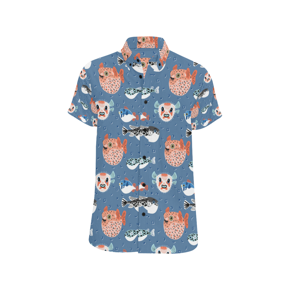Fugu Pattern Print Design 02 Men's Short Sleeve Button Up Shirt