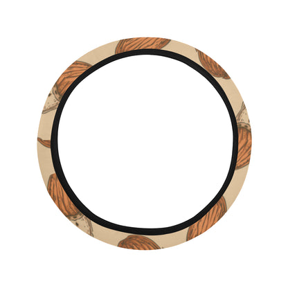 Almond Pattern Print Design 04 Steering Wheel Cover with Elastic Edge
