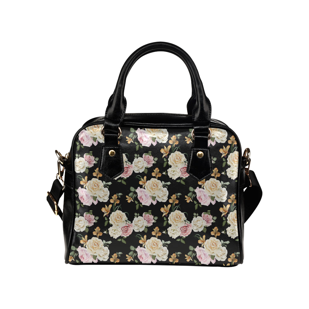 Rose Pattern Print Design A01 Shoulder Handbag