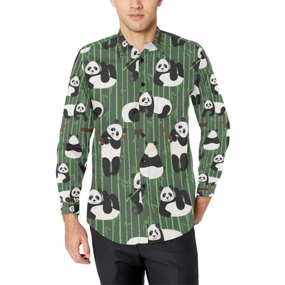 Panda Pattern Print Design A04 Men's Long Sleeve Shirt