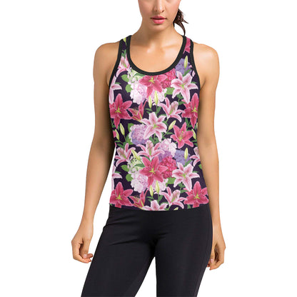 Lily Pattern Print Design LY017 Women's Racerback Tank Top
