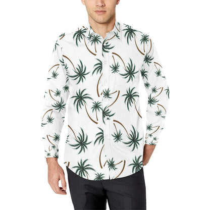 Palm Tree Pattern Print Design PT07 Men's Long Sleeve Shirt