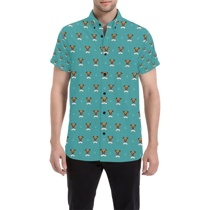 Boxers Pattern Print Design 03 Men's Short Sleeve Button Up Shirt