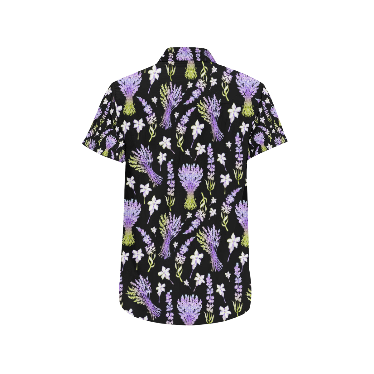 Lavender Pattern Print Design LV04 Men's Short Sleeve Button Up Shirt