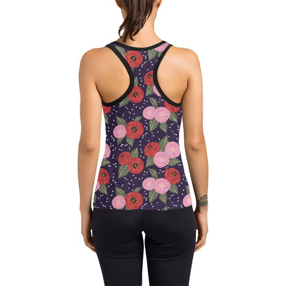 Camellia Pattern Print Design CM02 Women's Racerback Tank Top