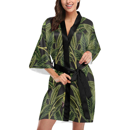 Banana Leaf Pattern Print Design BL04 Women's Short Kimono