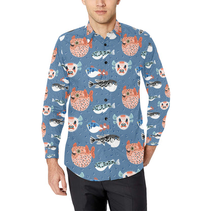Fugu Pattern Print Design 02 Men's Long Sleeve Shirt