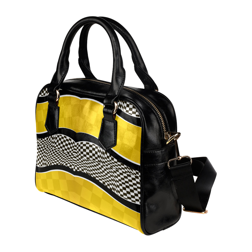 Checkered Pattern Print Design 02 Shoulder Handbag