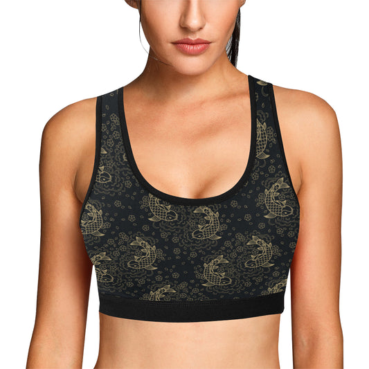 KOI Fish Pattern Print Design 02 Sports Bra