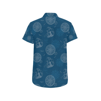 Nautical Pattern Print Design A04 Men's Short Sleeve Button Up Shirt