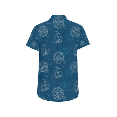 Nautical Pattern Print Design A04 Men's Short Sleeve Button Up Shirt